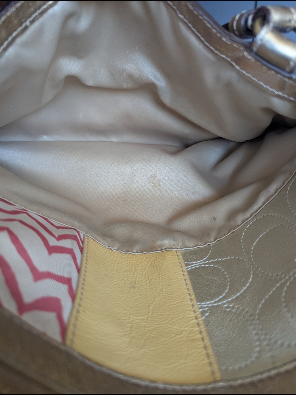 Coach Multicolor Patchwork Shoulder Bag with Gold Accents - Picture 15 of 15